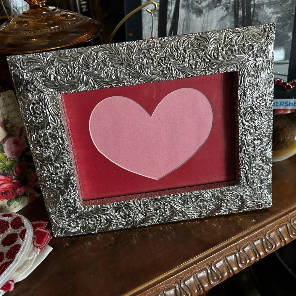 Vintage Framed & Matted Heart Picture